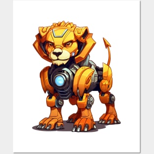 Cartoon lion robots. T-Shirt, Sticker. Posters and Art